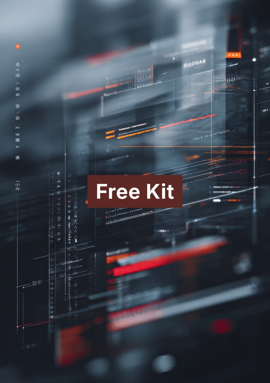 Futuristic interface with 'Free Kit' text on a dark background