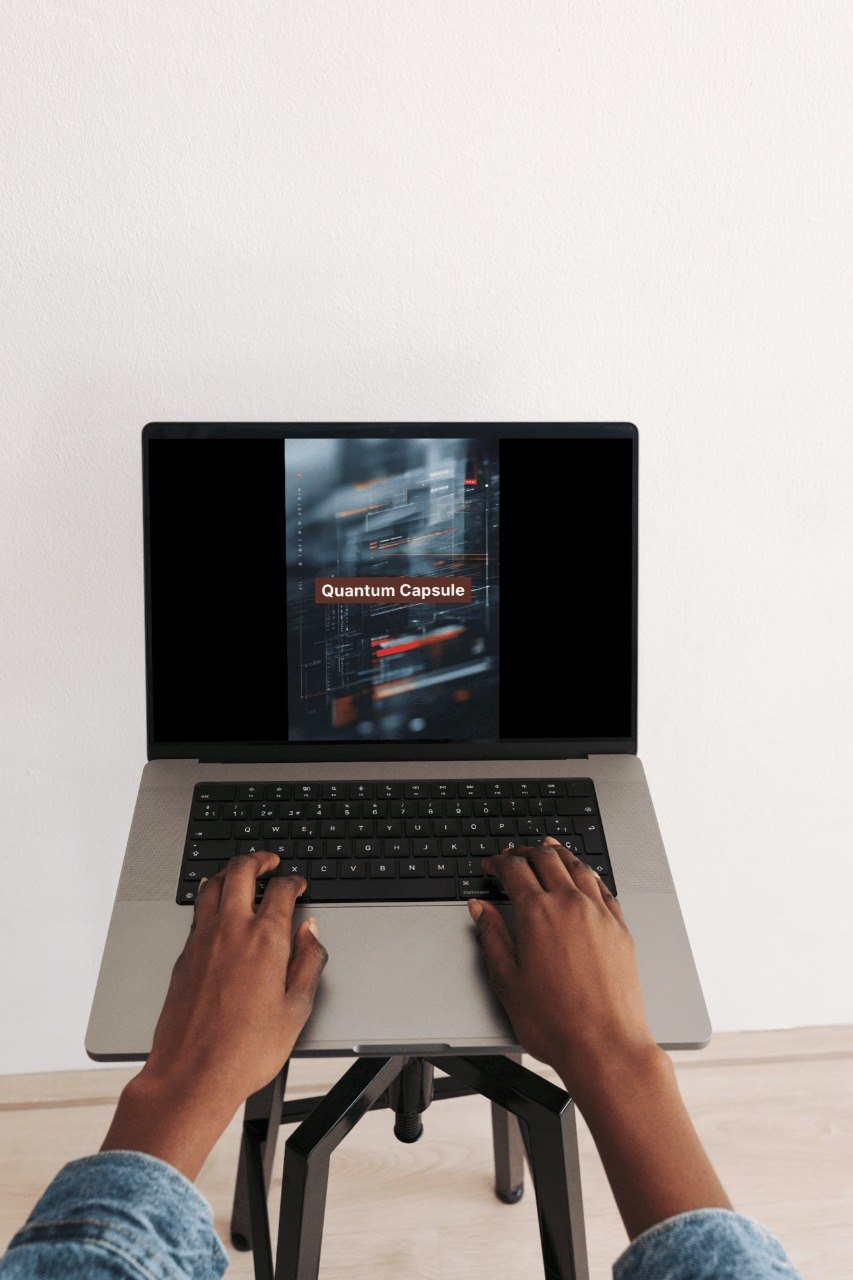 Computer displaying "Quantum Capsule"