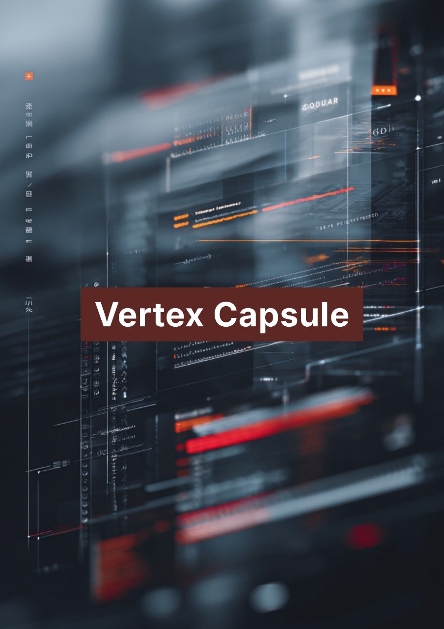 Technical interface with 'Vertex Capsule' text on a dark background